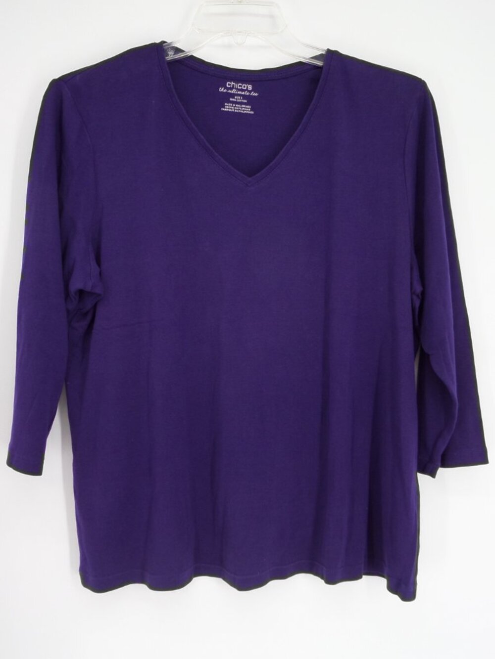 Chico's  Women's 3/4 Sleeve Fall Purple Top  Size 3 US XL